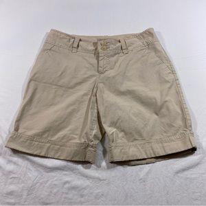 Mossimo Stretch Khaki Shorts Cuffed Pockets size 8 women’s shorts